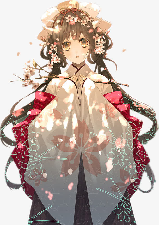 立绘卡通花瓣少女