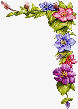 手绘水彩花边框