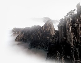 山峰山峦云海松树