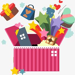 节日彩带礼物打开的礼物盒