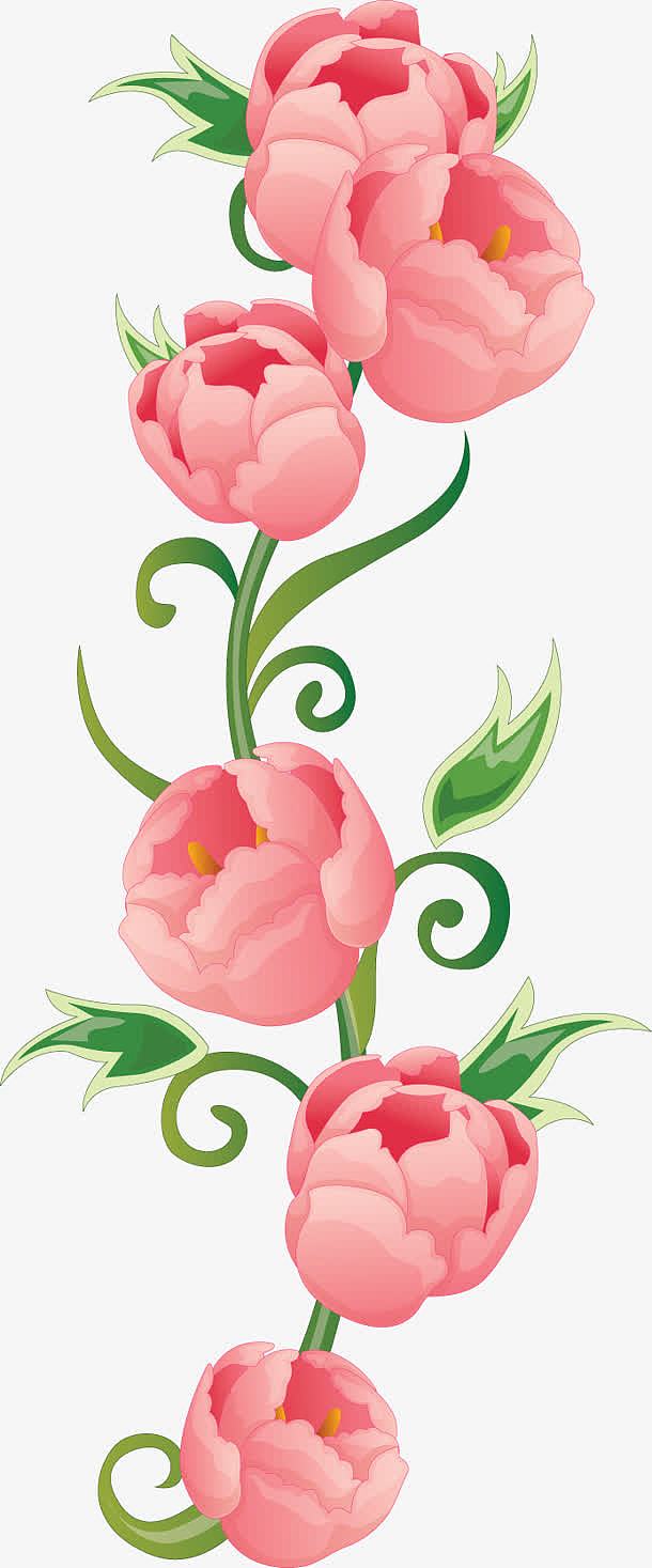 卡通彩绘粉红玫瑰花