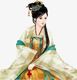 立绘古风红绸衣服女子