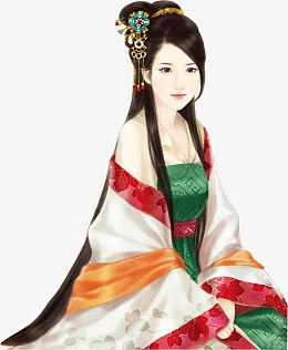 立绘古风深绿色衣服女子