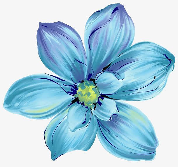 蓝色花朵花瓣水彩花朵