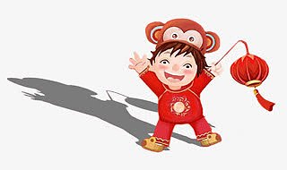 小孩红灯笼猴子