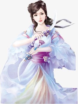 青衣服古风美女