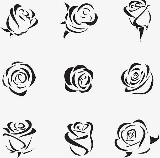 黑色线条玫瑰花朵装饰