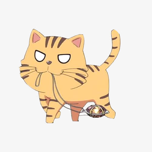 卡通小猫黄色小猫咪咬着铃铛