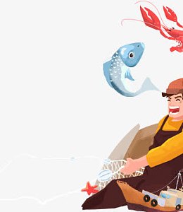 水手拉网海鲜卡通人物