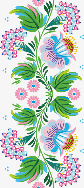 藤蔓花朵彩绘花朵