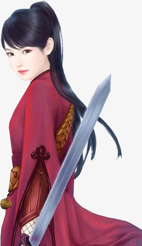 彩绘立绘女刺客拿着剑的女子