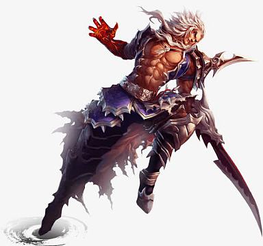 手绘游戏人物长刀战士帅哥