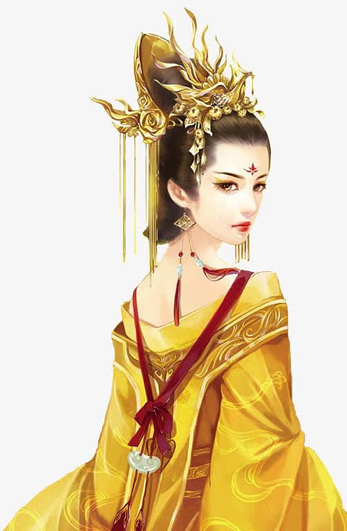 绿衣金冠后宫娘娘png可爱卡通清宫娘娘pngpng招聘人才手绘哭泣的娘娘