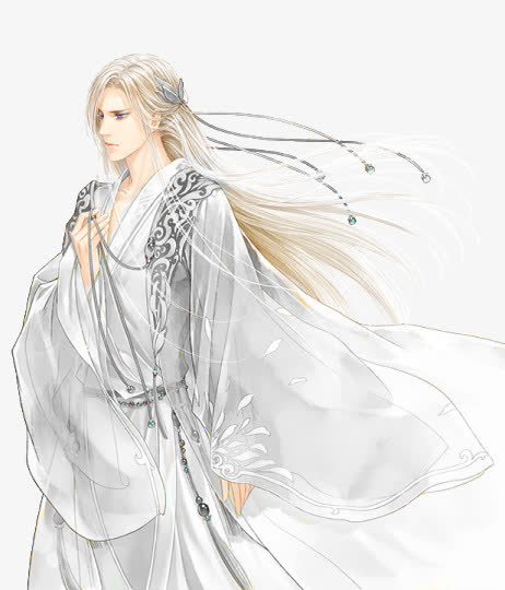 古风立绘白头发帅哥美男免抠素材免费下载_觅元素51yuansu.com