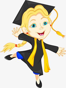 卡通女孩毕业学士博士硕士跳起来