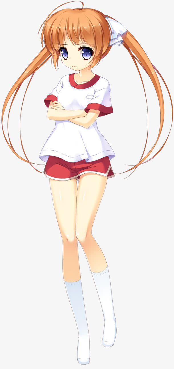 卡通立绘白色短袖女孩免抠素材免费下载_觅元素51yuansu.com