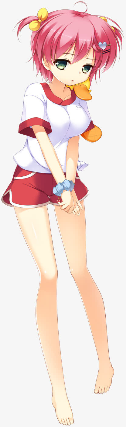卡通立绘短裤红发女孩