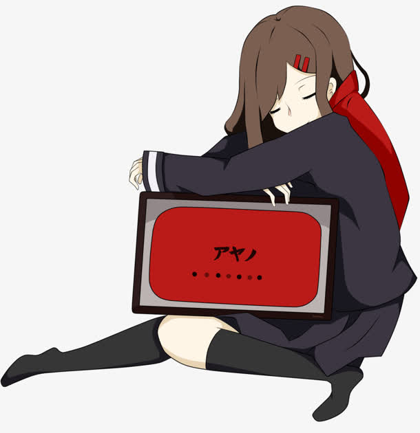 立绘动漫黑裙告示板女孩免抠素材免费下载_觅元素51yuansu.com