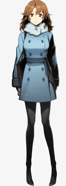 立绘动漫蓝风衣女孩