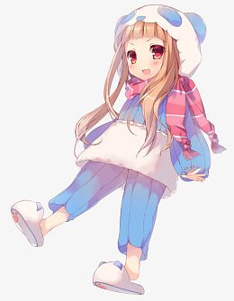 卡通立绘蓝色睡衣女孩