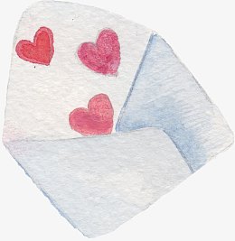 水彩打开的信封