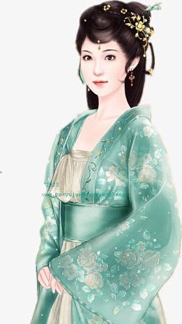红色衣服女子手绘古风