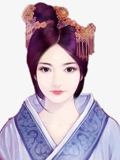 黑发女子手绘古风