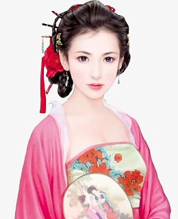 粉红衣服性感女子手绘古风