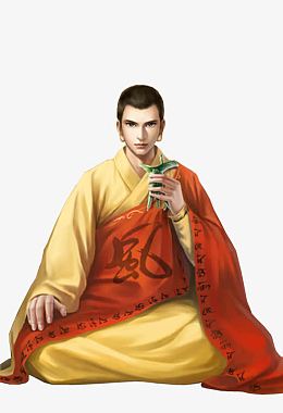彩绘立绘古装和尚高僧
