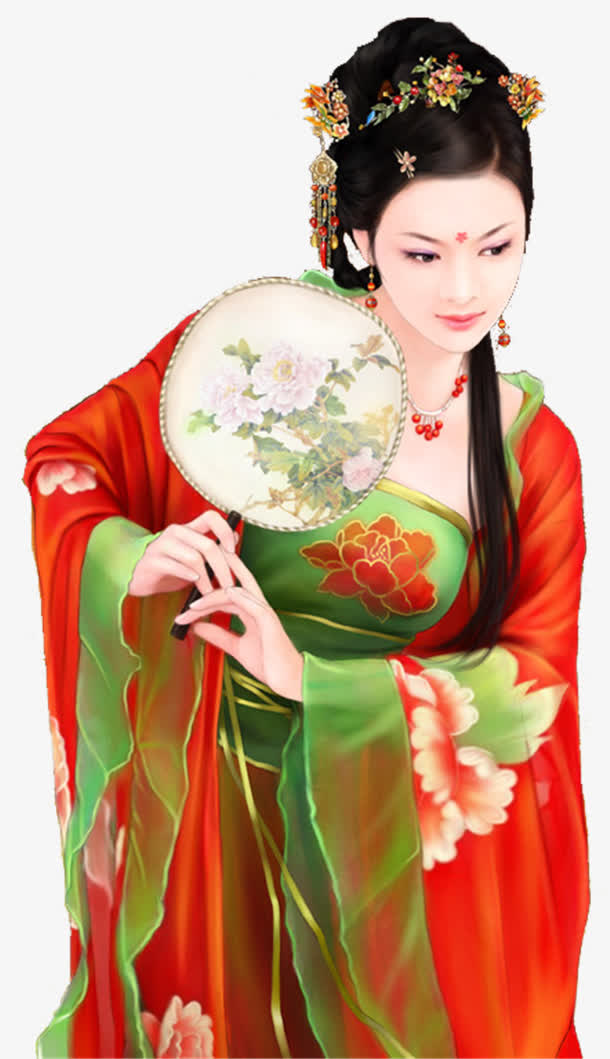 彩绘立绘红色青楼女子