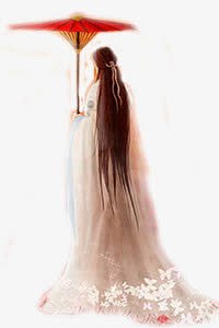 红衣女子红伞立绘古风