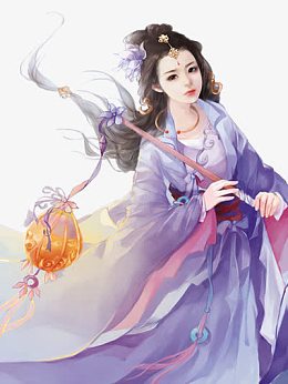 蓝色衣服女子古风立绘