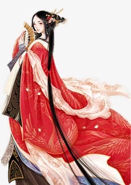 古风立绘红衣扇子女子