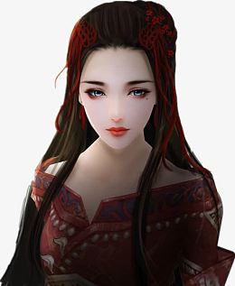 黑衣黑发女子古风立绘