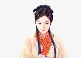 绿色衣服低头女子古风立绘