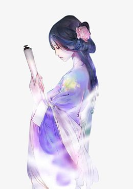 手持花卷女子古风立绘