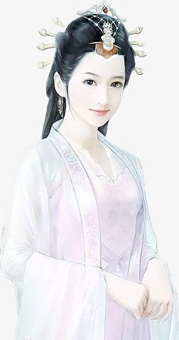 白衣大眼睛女子古风立绘