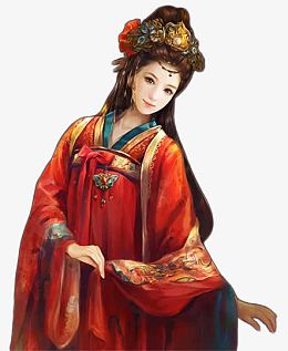 彩绘立绘红色衣服古风美女