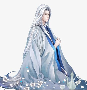 彩绘立绘古装白发男子