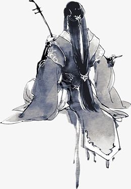 水墨男子拉二胡