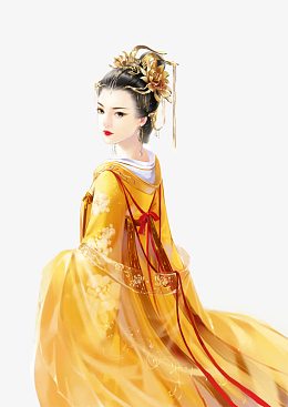 彩绘立绘黄色衣服女子妃子