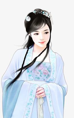 彩绘立绘蓝色衣服清纯美女图片