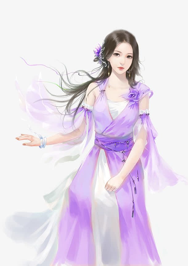 彩绘立绘紫色古风美女女子