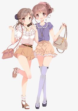 卡通购物闺蜜可爱女孩