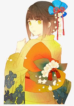 卡通立绘日本和服女孩图片