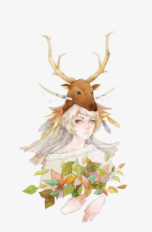 卡通立绘彩绘男子麋鹿