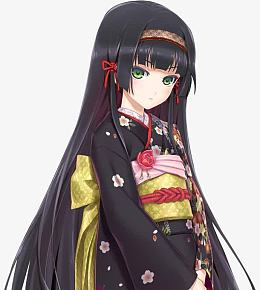 卡通立绘黑色头发和服女孩