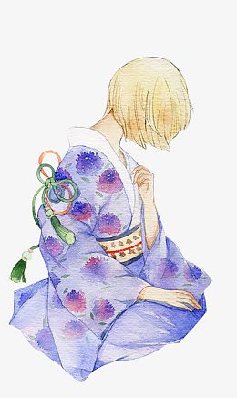 卡通立绘彩绘和服美女