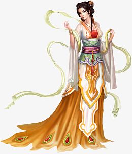 红色衣服丝带女子立绘古风