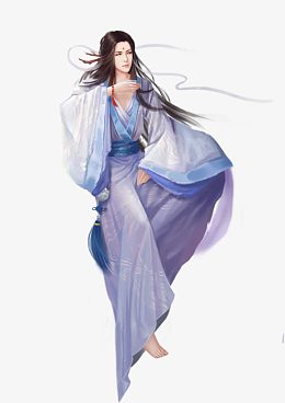 蓝色衣服男子立绘古风